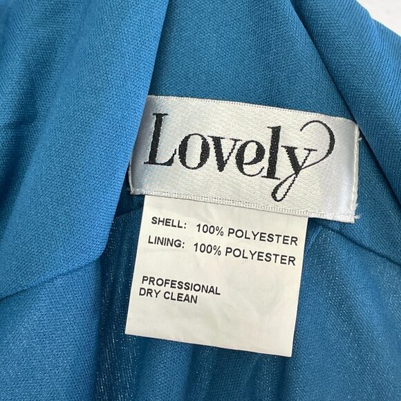 NEW $187 Lovely Womens 14 Square Neck Chiffon Maxi Dress Dusk Blue Gown - Picture 9 of 11